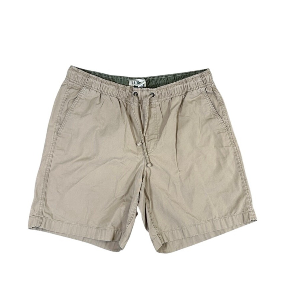 LL Bean Classic Fit Khaki Cotton Drawstring Shorts Tan Mens Large 506801